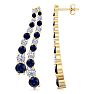 4 Carat Sapphire and Lab Grown Diamond Line Drop Earrings In 14 Karat Yellow Gold, 1 1/2 Inches Image-1