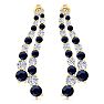 4 Carat Sapphire and Lab Grown Diamond Line Drop Earrings In 14 Karat Yellow Gold, 1 1/2 Inches Image-2