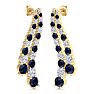4 Carat Sapphire and Lab Grown Diamond Line Drop Earrings In 14 Karat Yellow Gold, 1 1/2 Inches Image-4