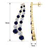 4 Carat Sapphire and Lab Grown Diamond Line Drop Earrings In 14 Karat Yellow Gold, 1 1/2 Inches Image-5