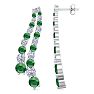 4 Carat Emerald and Lab Grown Diamond Line Drop Earrings In 14 Karat White Gold, 1 1/2 Inches Image-1