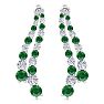 4 Carat Emerald and Lab Grown Diamond Line Drop Earrings In 14 Karat White Gold, 1 1/2 Inches Image-2