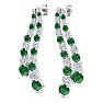 4 Carat Emerald and Lab Grown Diamond Line Drop Earrings In 14 Karat White Gold, 1 1/2 Inches Image-3