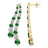 4 Carat Emerald and Lab Grown Diamond Line Drop Earrings In 14 Karat Yellow Gold, 1 1/2 Inches Image-1
