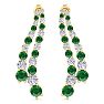 4 Carat Emerald and Lab Grown Diamond Line Drop Earrings In 14 Karat Yellow Gold, 1 1/2 Inches Image-2