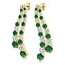 4 Carat Emerald and Lab Grown Diamond Line Drop Earrings In 14 Karat Yellow Gold, 1 1/2 Inches Image-3