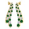 4 Carat Emerald and Lab Grown Diamond Line Drop Earrings In 14 Karat Yellow Gold, 1 1/2 Inches Image-4