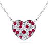 2 Carat Ruby and Lab Grown Diamond Heart Necklace In 14 Karat White Gold, 1 1/2 Inches Image-1