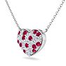 2 Carat Ruby and Lab Grown Diamond Heart Necklace In 14 Karat White Gold, 1 1/2 Inches Image-2