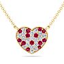 2 Carat Ruby and Lab Grown Diamond Heart Necklace In 14 Karat Yellow Gold, 1 1/2 Inches Image-1