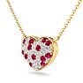 2 Carat Ruby and Lab Grown Diamond Heart Necklace In 14 Karat Yellow Gold, 1 1/2 Inches Image-2
