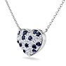 2 Carat Sapphire and Lab Grown Diamond Heart Necklace In 14 Karat White Gold, 1 1/2 Inches Image-2