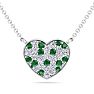 2 Carat Emerald and Lab Grown Diamond Heart Necklace In 14 Karat White Gold, 1 1/2 Inches Image-1