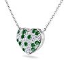 2 Carat Emerald and Lab Grown Diamond Heart Necklace In 14 Karat White Gold, 1 1/2 Inches Image-2