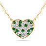 2 Carat Emerald and Lab Grown Diamond Heart Necklace In 14 Karat Yellow Gold, 1 1/2 Inches Image-1