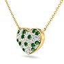 2 Carat Emerald and Lab Grown Diamond Heart Necklace In 14 Karat Yellow Gold, 1 1/2 Inches Image-2