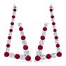 4 3/4 Carat Ruby and Lab Grown Diamond Line Modern Earrings In 14 Karat White Gold, 1 1/2 Inches Image-2