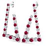 4 3/4 Carat Ruby and Lab Grown Diamond Line Modern Earrings In 14 Karat White Gold, 1 1/2 Inches Image-3