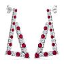 4 3/4 Carat Ruby and Lab Grown Diamond Line Modern Earrings In 14 Karat White Gold, 1 1/2 Inches Image-4