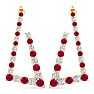 4 3/4 Carat Ruby and Lab Grown Diamond Line Modern Earrings In 14 Karat Yellow Gold, 1 1/2 Inches Image-2