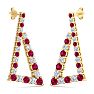 4 3/4 Carat Ruby and Lab Grown Diamond Line Modern Earrings In 14 Karat Yellow Gold, 1 1/2 Inches Image-4