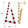 4 3/4 Carat Ruby and Lab Grown Diamond Line Modern Earrings In 14 Karat Yellow Gold, 1 1/2 Inches Image-5