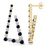 4 3/4 Carat Sapphire and Lab Grown Diamond Line Modern Earrings In 14 Karat Yellow Gold, 1 1/2 Inches Image-1