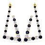 4 3/4 Carat Sapphire and Lab Grown Diamond Line Modern Earrings In 14 Karat Yellow Gold, 1 1/2 Inches Image-2