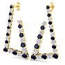 4 3/4 Carat Sapphire and Lab Grown Diamond Line Modern Earrings In 14 Karat Yellow Gold, 1 1/2 Inches Image-3