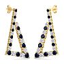 4 3/4 Carat Sapphire and Lab Grown Diamond Line Modern Earrings In 14 Karat Yellow Gold, 1 1/2 Inches Image-4