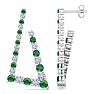 4 3/4 Carat Emerald and Lab Grown Diamond Line Modern Earrings In 14 Karat White Gold, 1 1/2 Inches Image-1