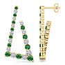 4 3/4 Carat Emerald and Lab Grown Diamond Line Modern Earrings In 14 Karat Yellow Gold, 1 1/2 Inches Image-1
