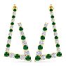 4 3/4 Carat Emerald and Lab Grown Diamond Line Modern Earrings In 14 Karat Yellow Gold, 1 1/2 Inches Image-2