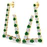 4 3/4 Carat Emerald and Lab Grown Diamond Line Modern Earrings In 14 Karat Yellow Gold, 1 1/2 Inches Image-3