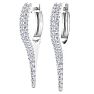 3/4 Carat Lab Grown Diamond Hoop Drop Earrings In 14 Karat White Gold, 1 Inch Image-3