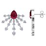 3 1/2 Carat Pear Shape Ruby and Lab Grown Diamond Spray Drop Earrings In 14 Karat White Gold Image-1