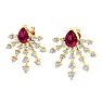 3 1/2 Carat Pear Shape Ruby and Lab Grown Diamond Spray Drop Earrings In 14 Karat Yellow Gold Image-3