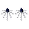 3 1/2 Carat Pear Shape Sapphire and Lab Grown Diamond Spray Drop Earrings In 14 Karat White Gold Image-2
