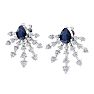 3 1/2 Carat Pear Shape Sapphire and Lab Grown Diamond Spray Drop Earrings In 14 Karat White Gold Image-3