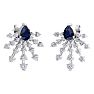 3 1/2 Carat Pear Shape Sapphire and Lab Grown Diamond Spray Drop Earrings In 14 Karat White Gold Image-4
