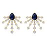 3 1/2 Carat Pear Shape Sapphire and Lab Grown Diamond Spray Drop Earrings In 14 Karat Yellow Gold Image-2