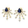 3 1/2 Carat Pear Shape Sapphire and Lab Grown Diamond Spray Drop Earrings In 14 Karat Yellow Gold Image-3