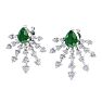 3 1/2 Carat Pear Shape Emerald and Lab Grown Diamond Spray Drop Earrings In 14 Karat White Gold Image-3