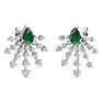 3 1/2 Carat Pear Shape Emerald and Lab Grown Diamond Spray Drop Earrings In 14 Karat White Gold Image-4