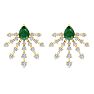 3 1/2 Carat Pear Shape Emerald and Lab Grown Diamond Spray Drop Earrings In 14 Karat Yellow Gold Image-2