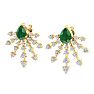 3 1/2 Carat Pear Shape Emerald and Lab Grown Diamond Spray Drop Earrings In 14 Karat Yellow Gold Image-3