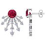 4 1/2 Carat Round Shape Ruby and Lab Grown Diamond Spray Drop Earrings In 14 Karat White Gold Image-1