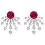 4 1/2 Carat Round Shape Ruby and Lab Grown Diamond Spray Drop Earrings In 14 Karat White Gold Image-2