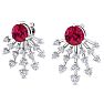 4 1/2 Carat Round Shape Ruby and Lab Grown Diamond Spray Drop Earrings In 14 Karat White Gold Image-3