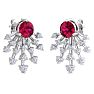 4 1/2 Carat Round Shape Ruby and Lab Grown Diamond Spray Drop Earrings In 14 Karat White Gold Image-4